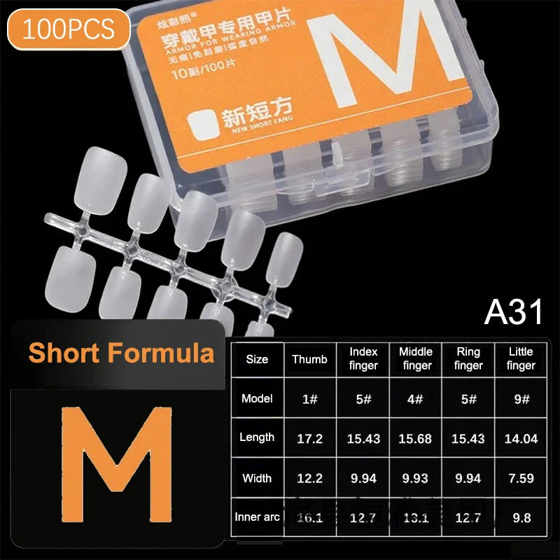 100pcs Clear Press-On Nail Tips – Full Cover Ultra-Thin False Nails