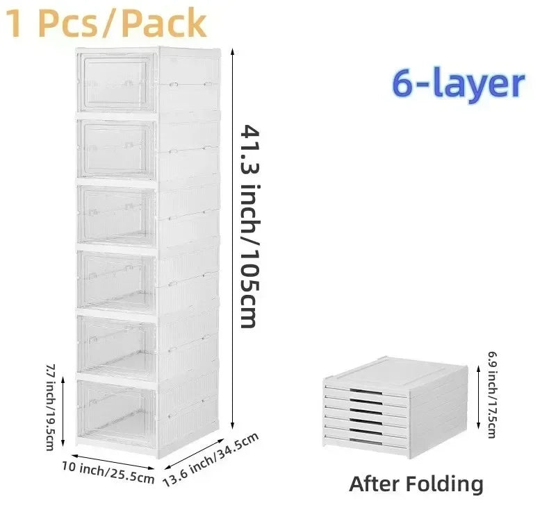 Foldable Shoe Rack Organizer | No Assembly 6-Layer Cabinet