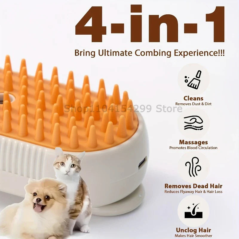 3-in-1 Electric Steam Spray Pet Grooming Brush for Cats & Dogs