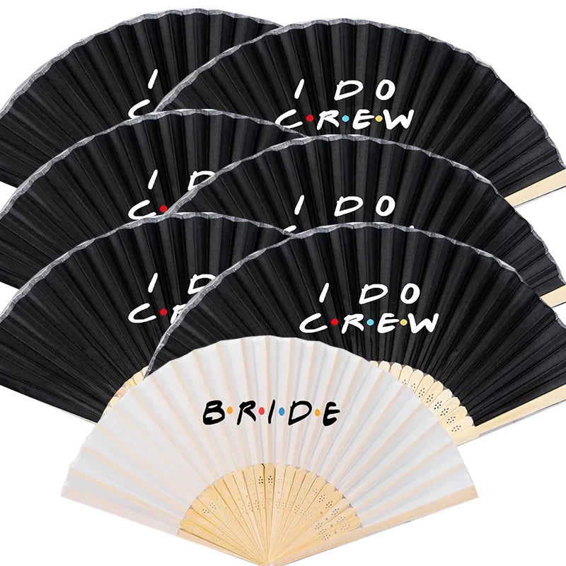 Bride & I Do Crew Bamboo Hand Fans | Bachelorette Party Gift Bachelorette Party Fan Peaceful Pleasures Health and Wellness set E