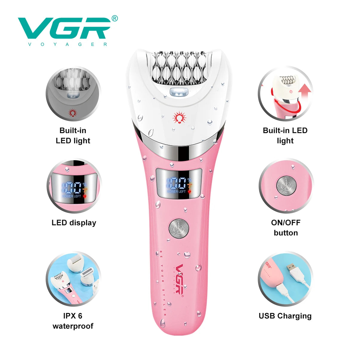 VGR 5-in-1 new high-end hair trimming set multifunctional body hair remover alloy blade full body hair removal device V-759 Peaceful Pleasures Health and Wellness