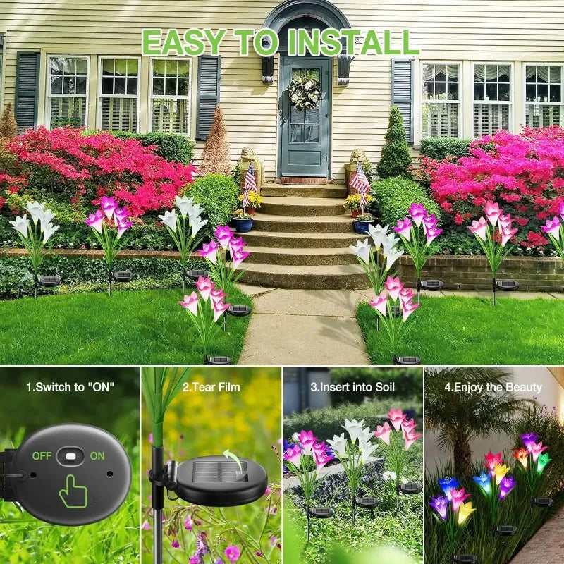 Solar LED Lily Garden Stake Light – Waterproof Lawn Decor