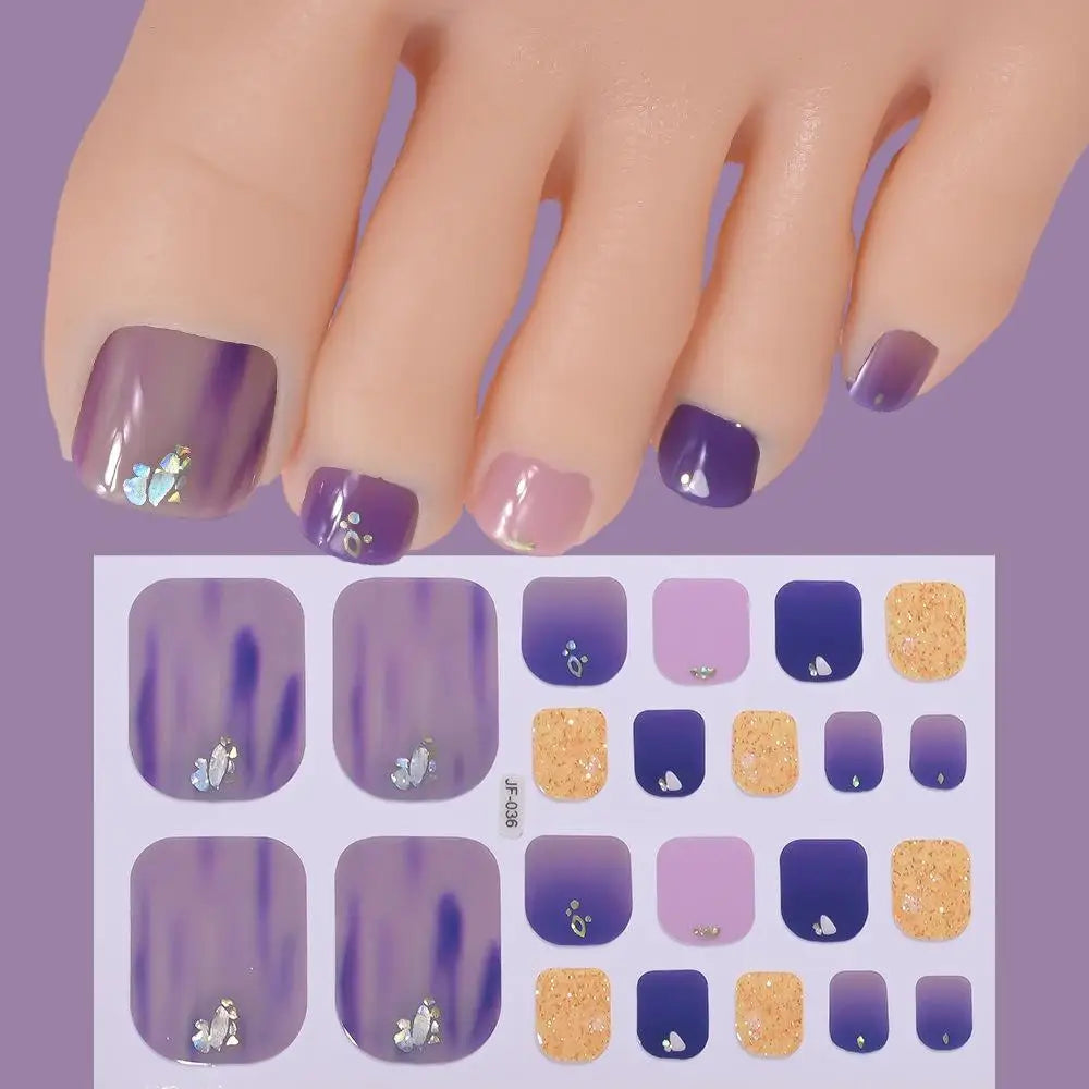 22tips/Sheet Glitter Toenail Stickers Glittering Full Wraps for Summer Pool and Beach for Nail Art and Decorative Nail Decals Peaceful Pleasures Health and Wellness F