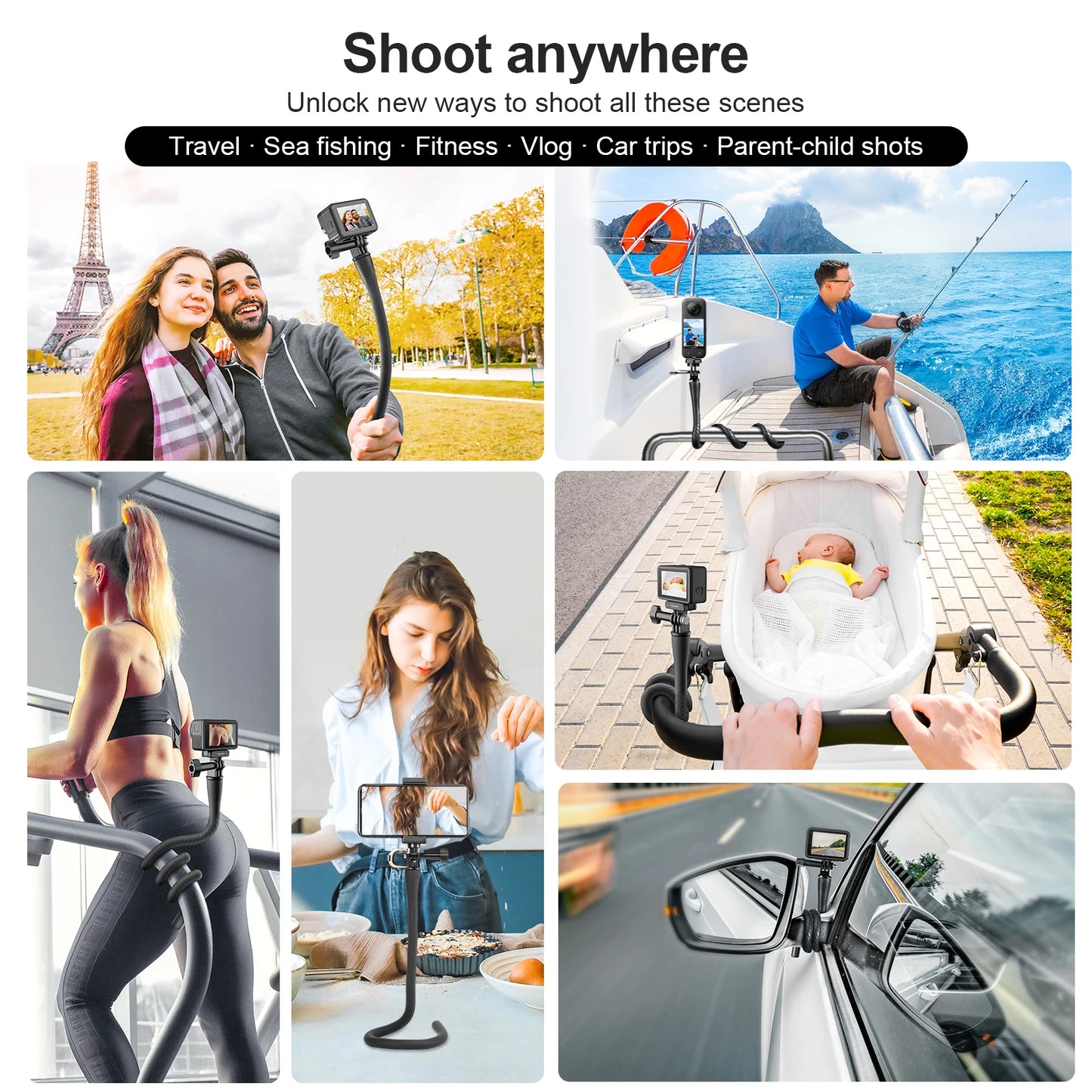 TELESIN Flexible Action Camera Mount For Gopro Insta360 DJI Action Mini Camera Octopus Tripod Phone Holder Clip Stand Mount Peaceful Pleasures Health and Wellness