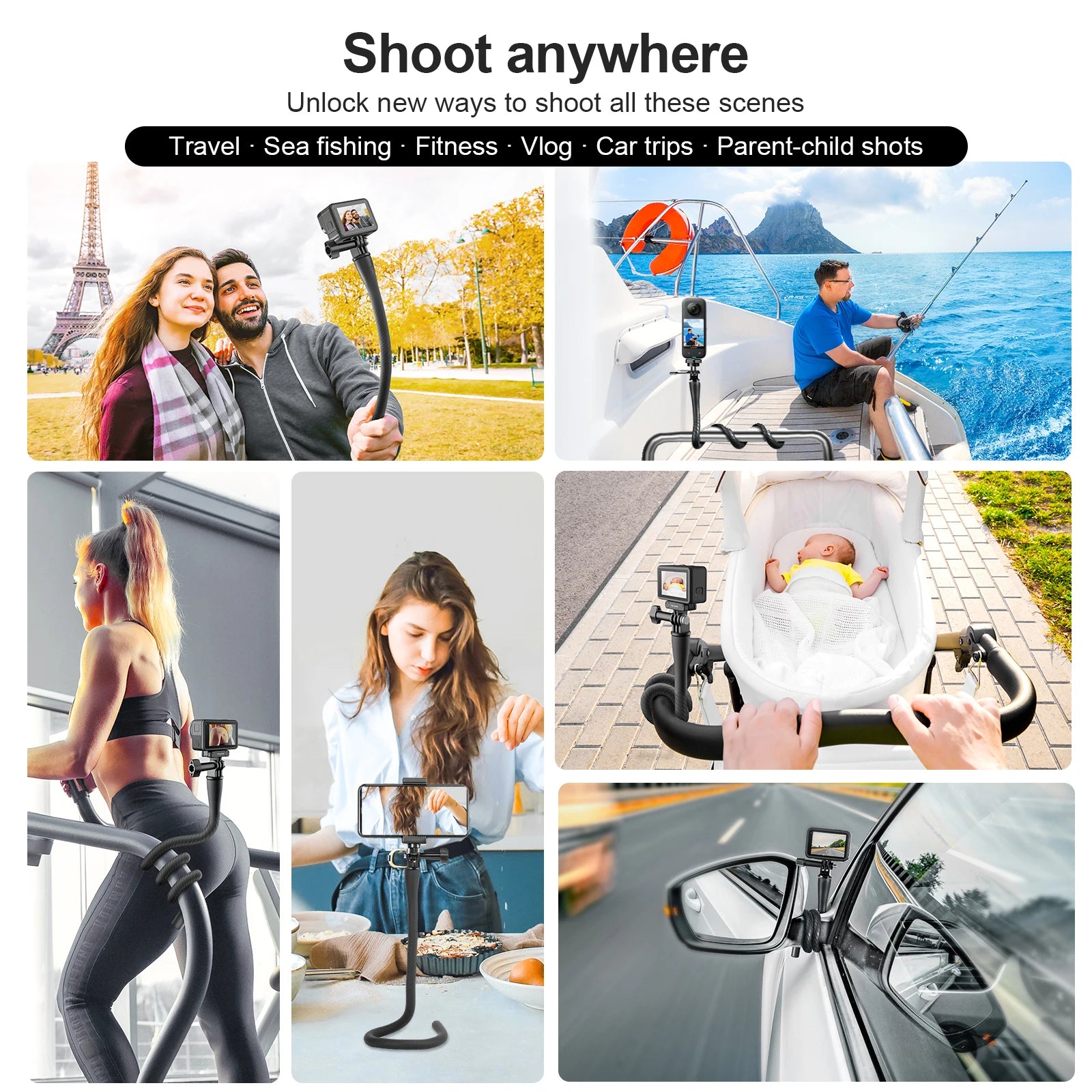 TELESIN Flexible Action Camera Mount For Gopro Insta360 DJI Action Mini Camera Octopus Tripod Phone Holder Clip Stand Mount Peaceful Pleasures Health and Wellness