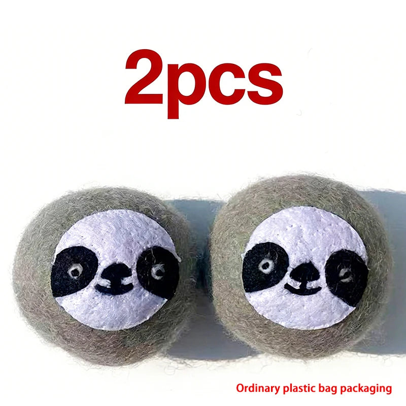 2/6Pcs XL size Reusable Wool Dryer Balls Clothes Softener Laundry Fleece Dryer Ball Kit Home Clothes Dryer Washing Machine Peaceful Pleasures Health and Wellness 2PCS Grey Panda