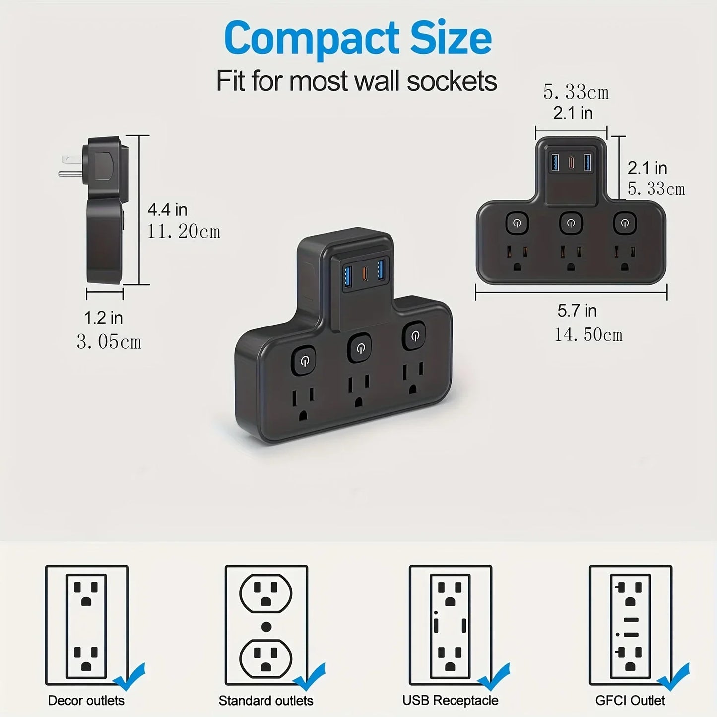 PASSUS Socket Extender 3 USB Ports 20W PD Fast Charging Peaceful Pleasures Health and Wellness