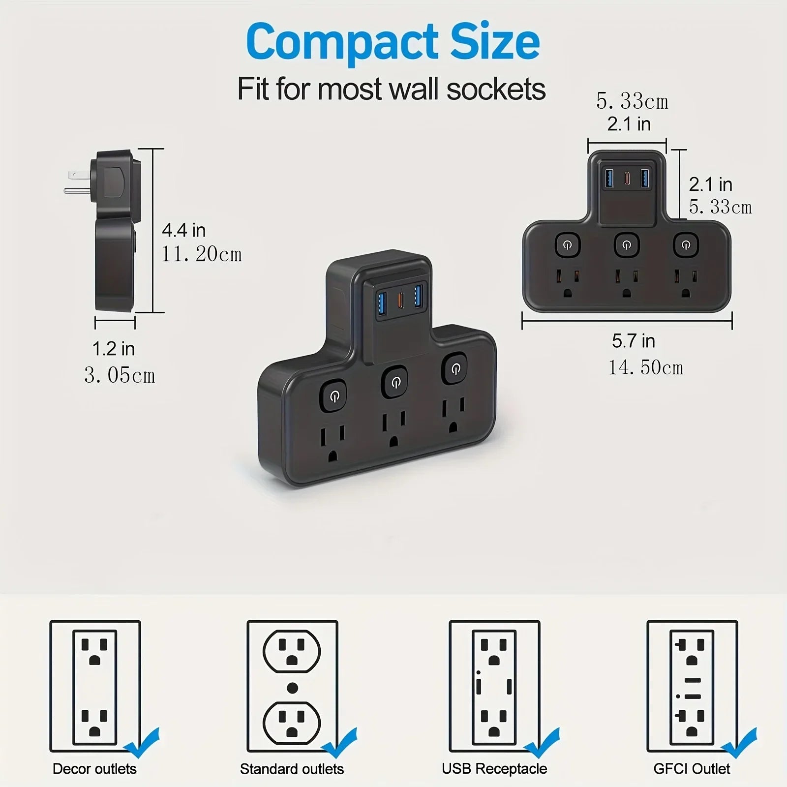 PASSUS Socket Extender 3 USB Ports 20W PD Fast Charging Peaceful Pleasures Health and Wellness