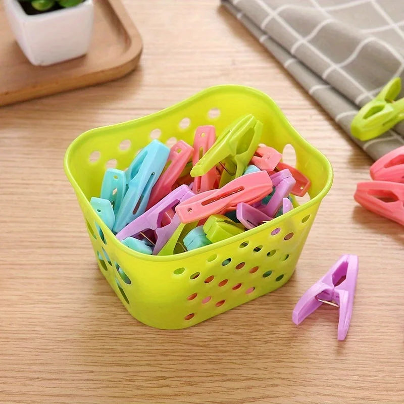 30-Piece Plastic Clothes Pegs Set with Basket | Strong Laundry Clips