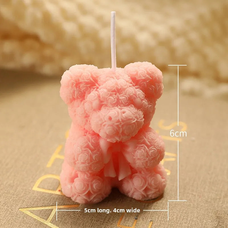 Rose Bear Home Fragrance Premium Atmosphere Birthday Gift Aromatherapy Candles Peaceful Pleasures Health and Wellness S Pink