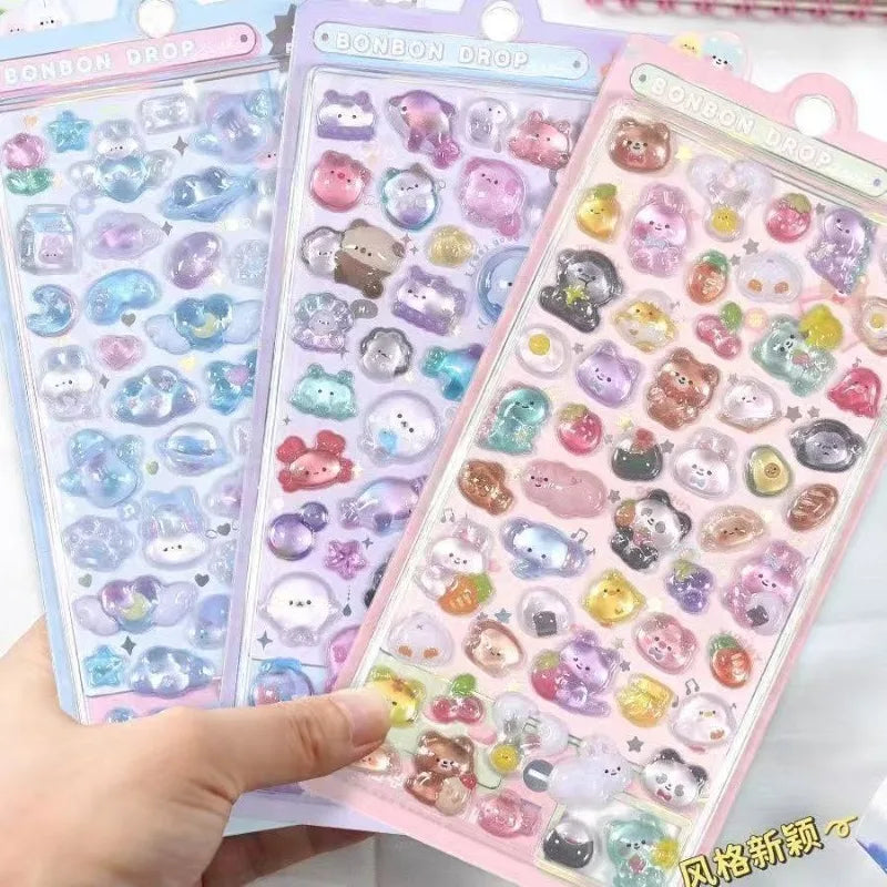 Fun 3D Pop Up Stickers Girls Kids DIY Craft Crystal Diamonds Cute