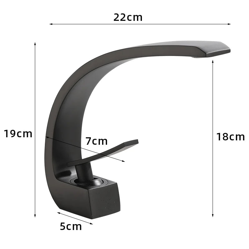 AOGUTU Waterfall Basin Faucet | Single Handle Black & Gold Tap