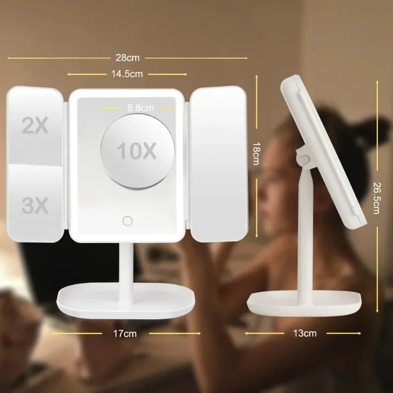 Trifold LED Makeup Mirror with Smart Fill Light | Vanity Mirror