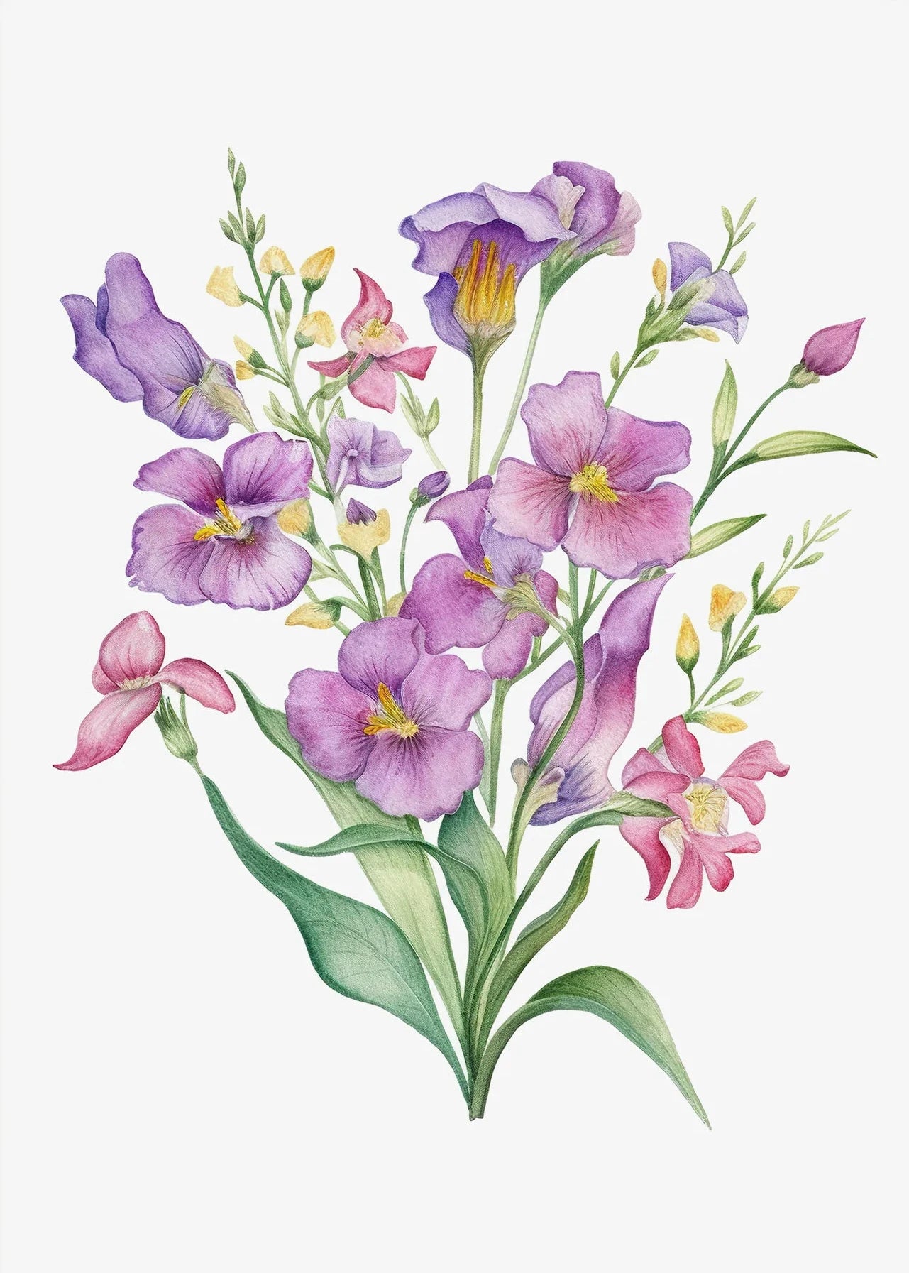 Boho Wildflower Watercolor Canvas Poster | Minimalist Floral Art