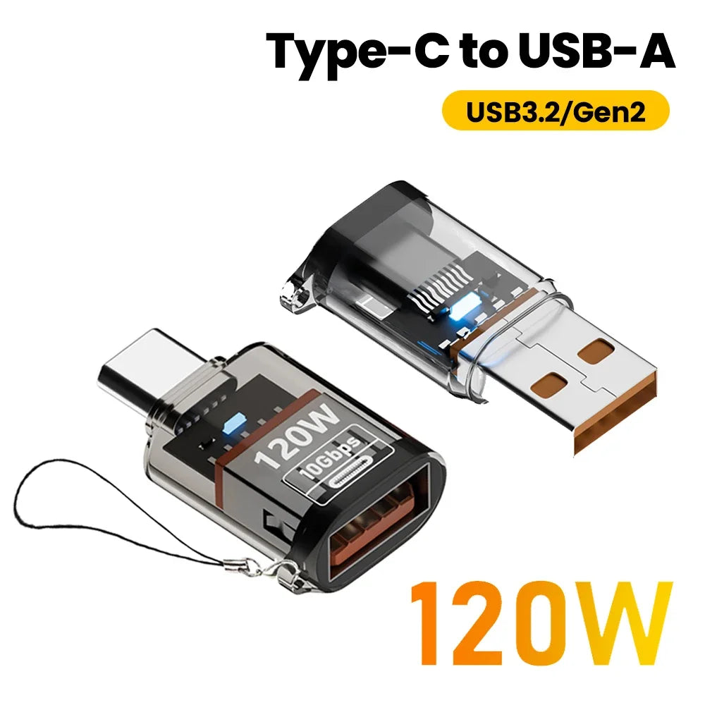 USB-C to USB-A Adapter | 120W Fast Charging, 10Gbps OTG Peaceful Pleasures Health and Wellness