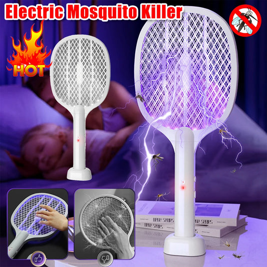 2-in-1 Electric Mosquito Swatter Mosquito Killer USB Rechargeable Angle Adjustable Electric Bug Zapper Fly Bat Insect Swatter Peaceful Pleasures Health and Wellness