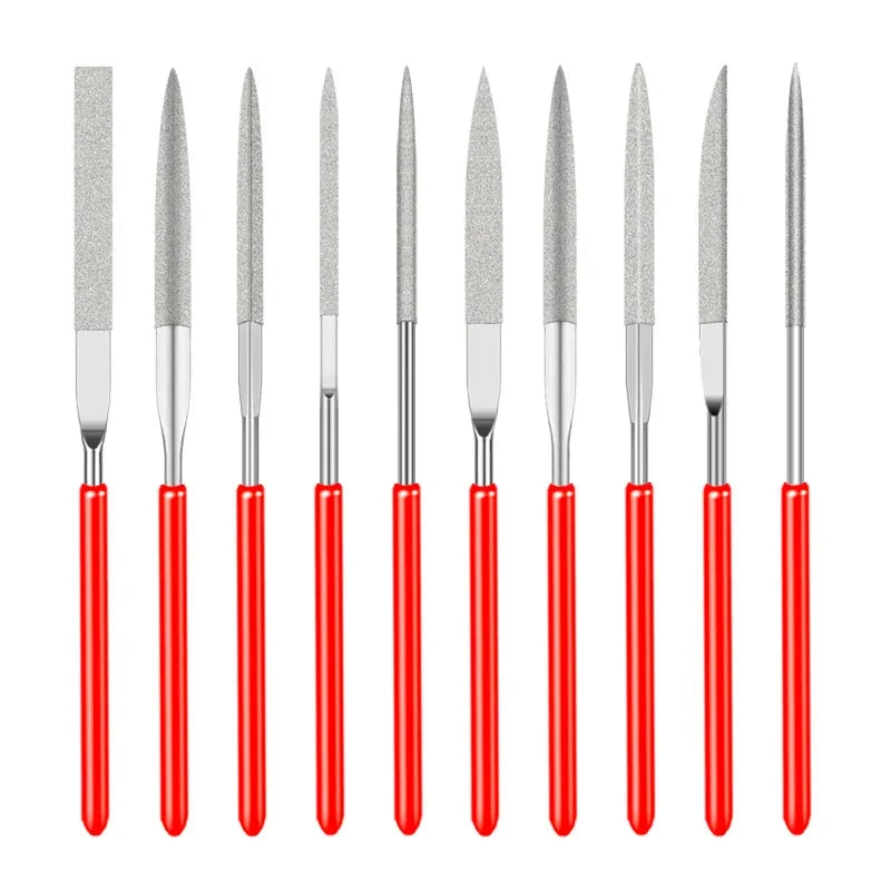 10Pcs Diamond Needle File Set Mini Needle File Kit For Stone Glass Metal Carving Craft Hand Tools Needle File Set 3x140mm Peaceful Pleasures Health and Wellness