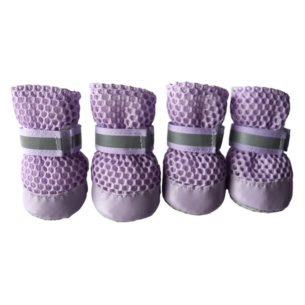 Breathable Dog Boots 4-Pack | Non-Slip Adjustable Puppy Shoes