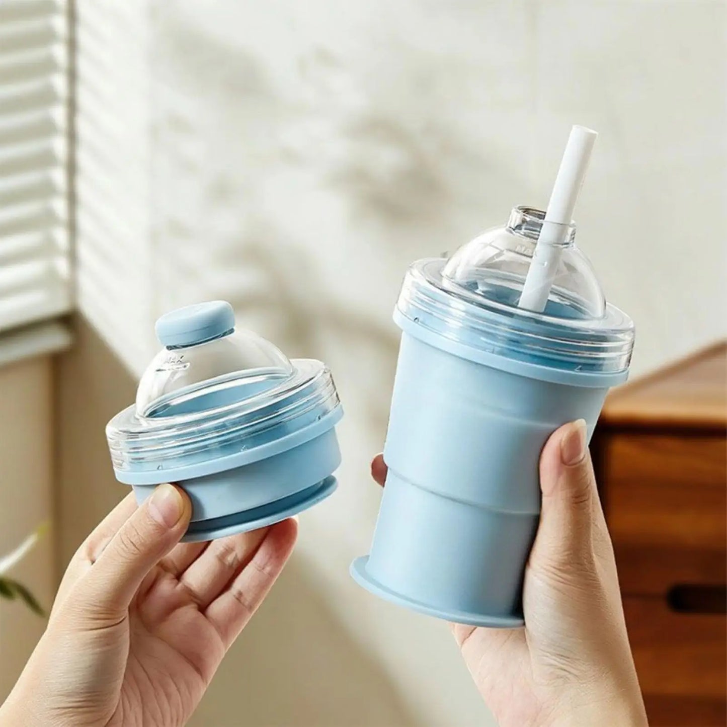 2-in-1 Foldable Silicone Ice Ball Cup & Sphere Mold with Straw