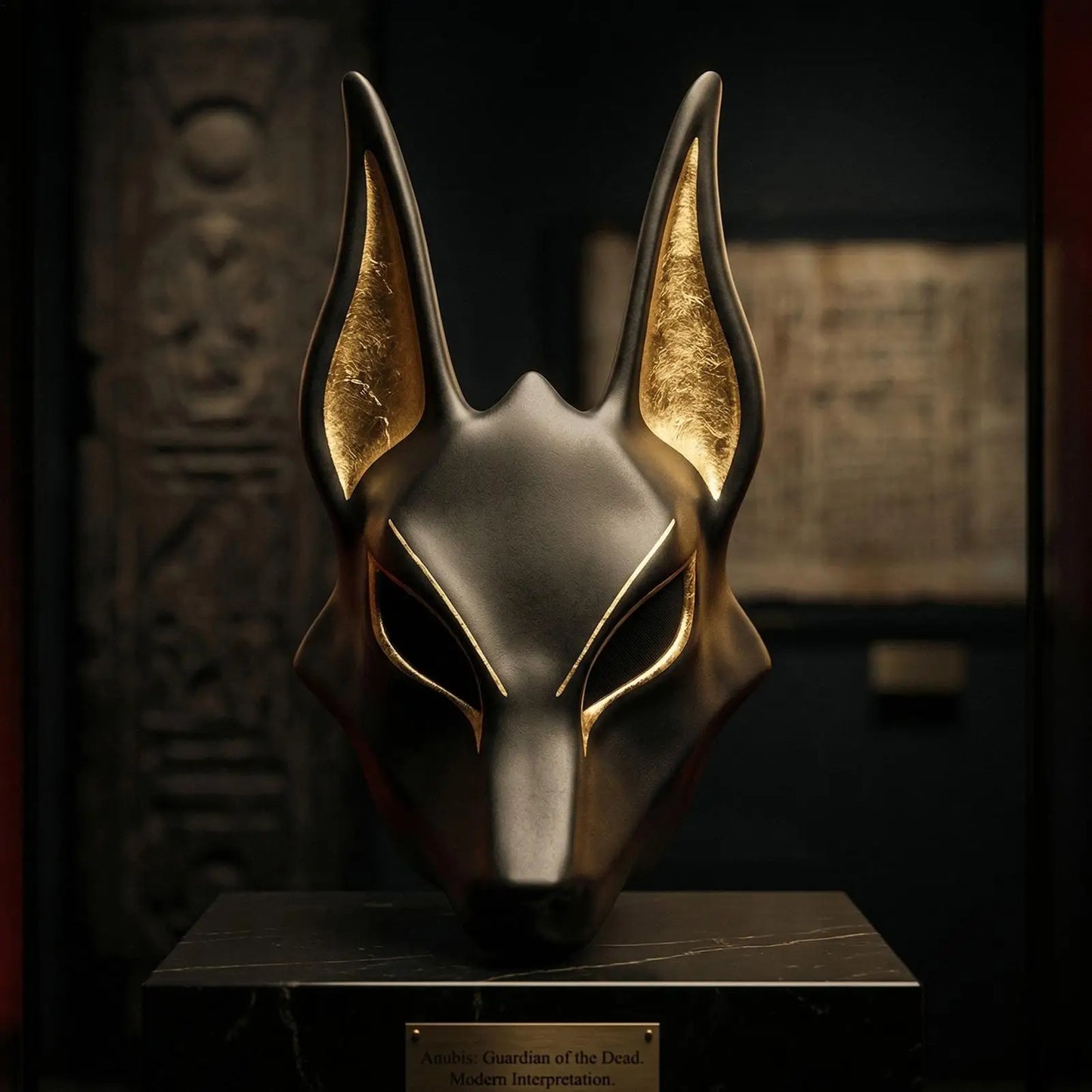 Egyptian Jackal Masque Halloween Cosplay Props Hand Painted Faux Gold Masquerade Masque for Holiday Masquerade Party Theater Peaceful Pleasures Health and Wellness