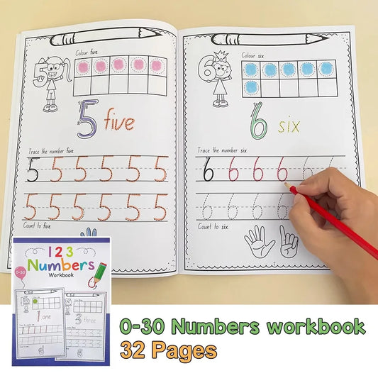 A4 Number 0-30 Tracing Practice Workbook Preschool Math Learning Peaceful Pleasures Health and Wellness