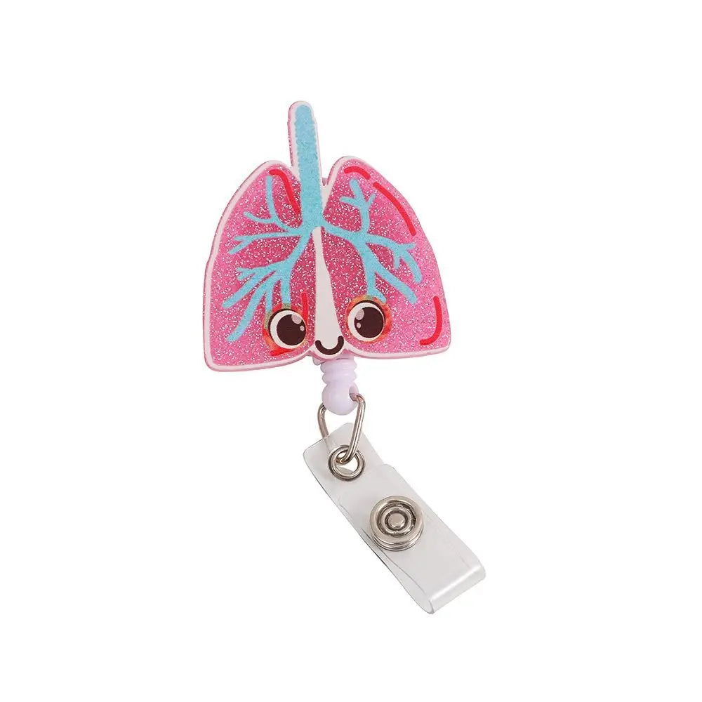 Stretchable Organs Badge Clip High Resilience Fall-proof Nurse Badge Holder Cartoon Chest Card Name Card Holder Office Supplies Peaceful Pleasures Health and Wellness lung