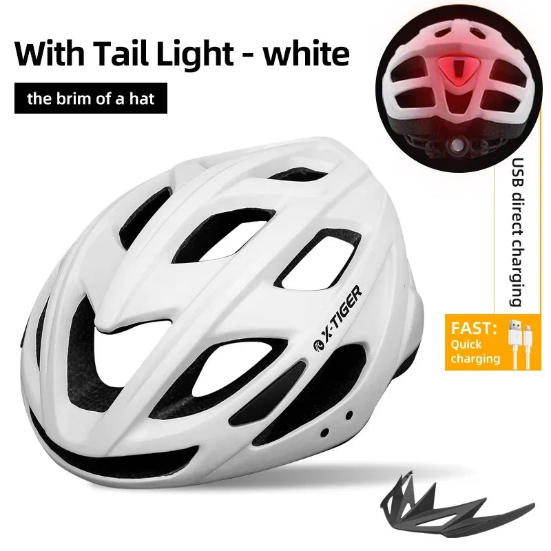 X-TIGER Adult Cycling Helmet with LED Tail Light & Brim