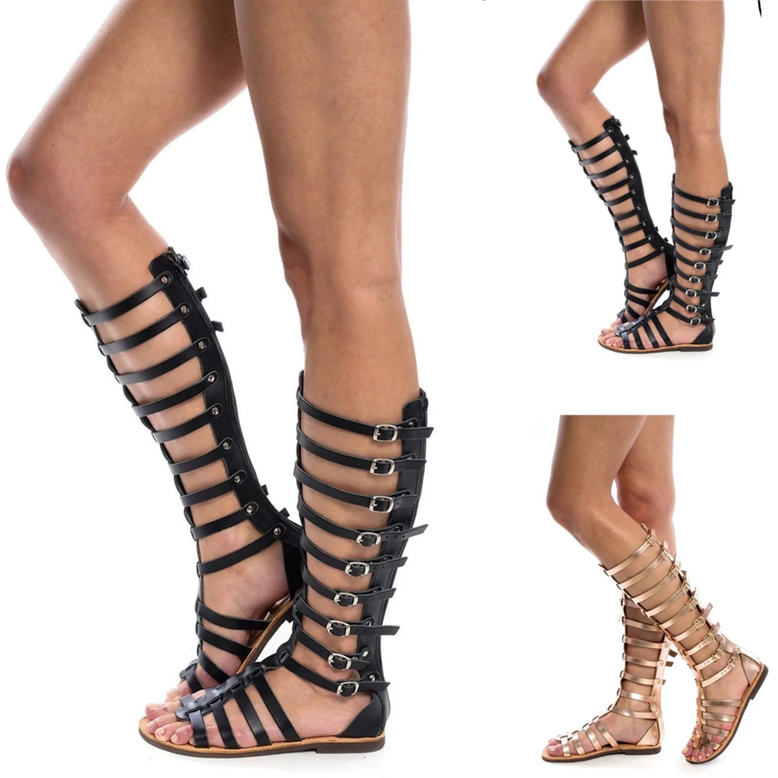 Summer Women Ladies Fashion Casual Flats Knee High Boots Retro Shoes Sandals Chaussure Femme Sapatos Femininos Zapatos Mujer Peaceful Pleasures Health and Wellness
