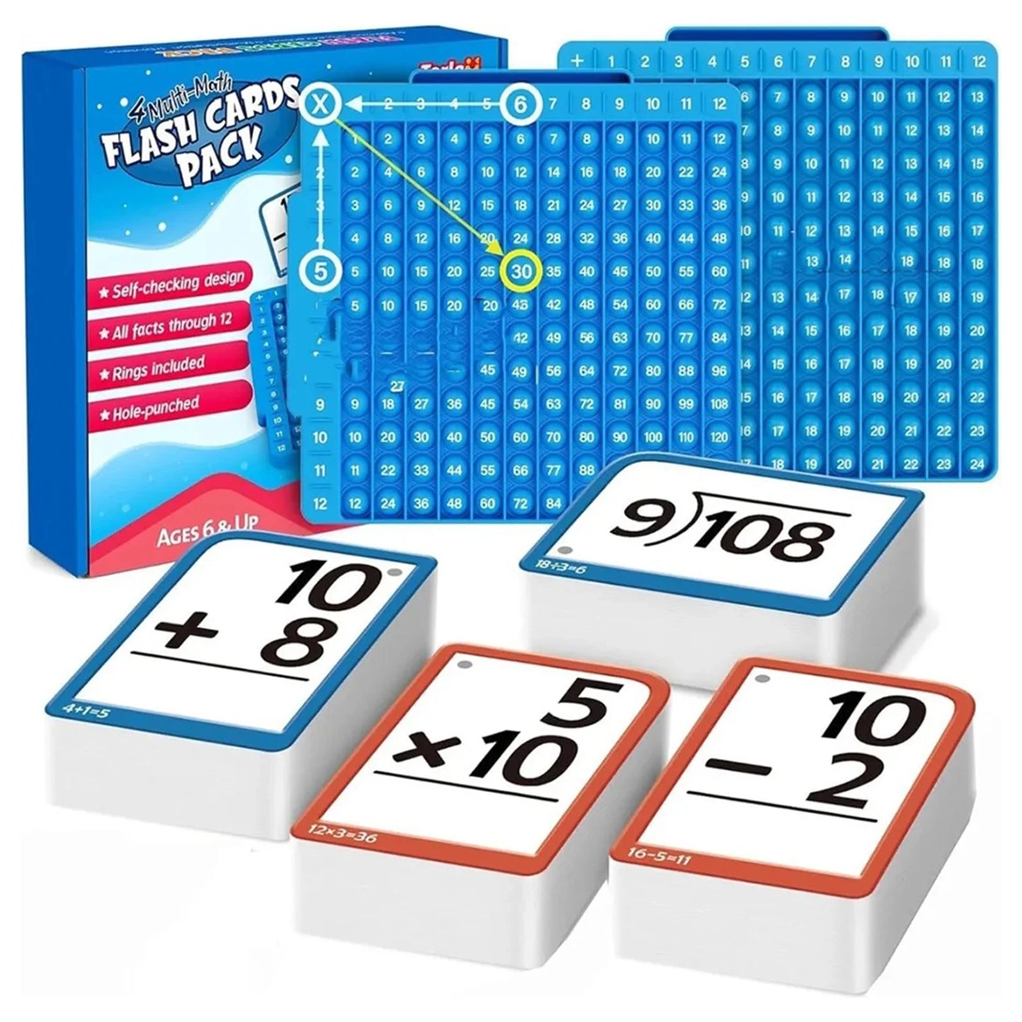 Math Flash Cards & Fidget Mat Set – 288 Cards for Kids
