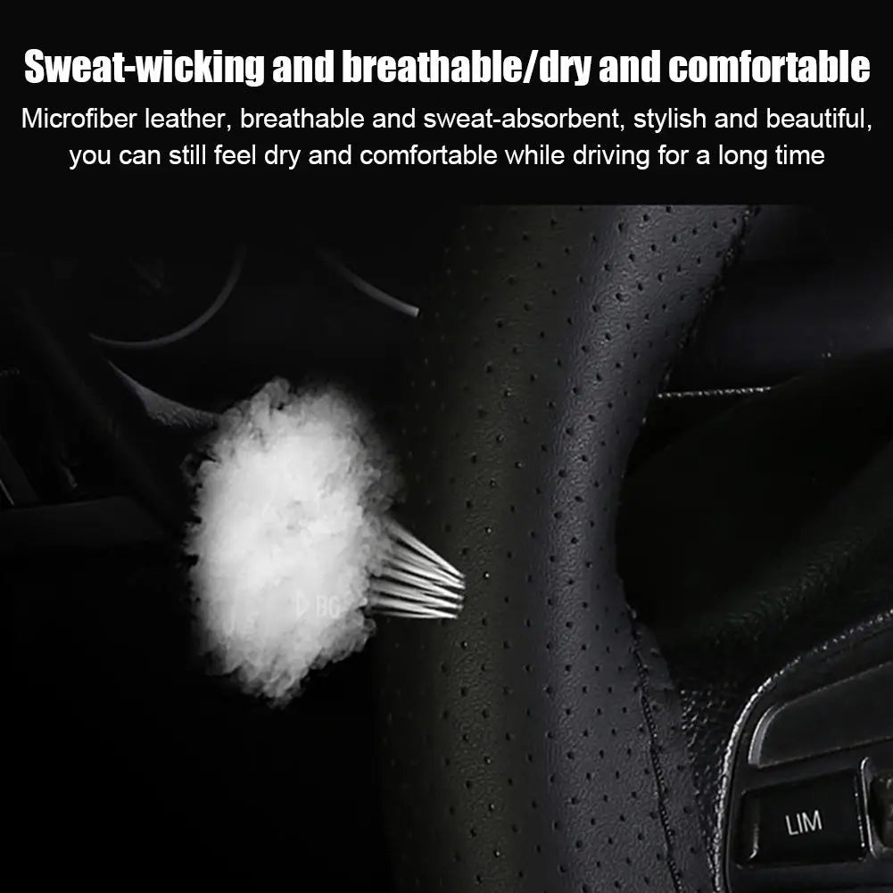 Carbon Fiber Hand-Stitched Steering Wheel Cover | Faux Leather