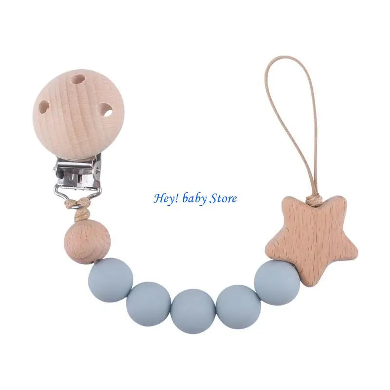 Baby Girl Pacifier Clip with Silicone Teething Beads | Soother Chain