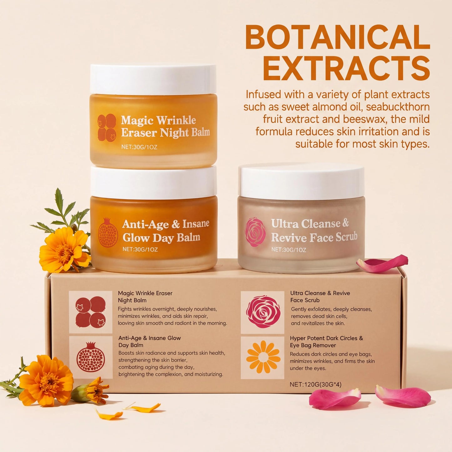 Day Night Skincare Set Moisturizing Repair Skin Barrier Brightening Facial Skins Multi Functional Skincare Eye Face Care Combov Peaceful Pleasures Health and Wellness