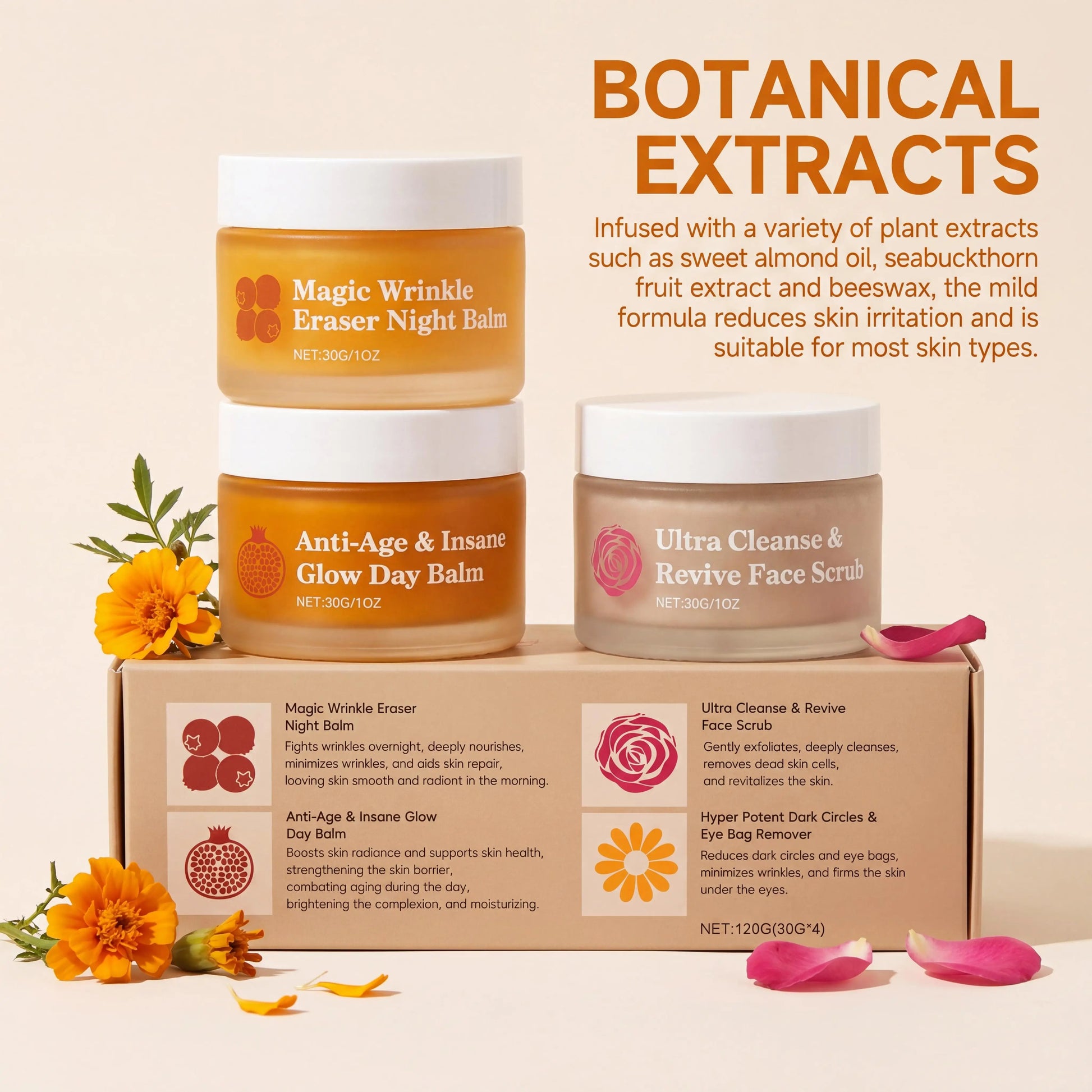 Day Night Skincare Set Moisturizing Repair Skin Barrier Brightening Facial Skins Multi Functional Skincare Eye Face Care Combov Peaceful Pleasures Health and Wellness