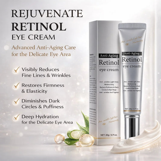 Retinol Under Eye Cream – Dark Circles & Fine Lines, 20g Retinol Eye Cream Peaceful Pleasures Health and Wellness