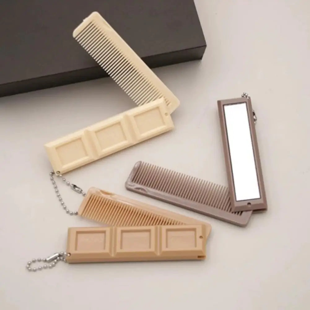 SADOER Chocolate Folding Comb with Mirror – Travel Hair Comb