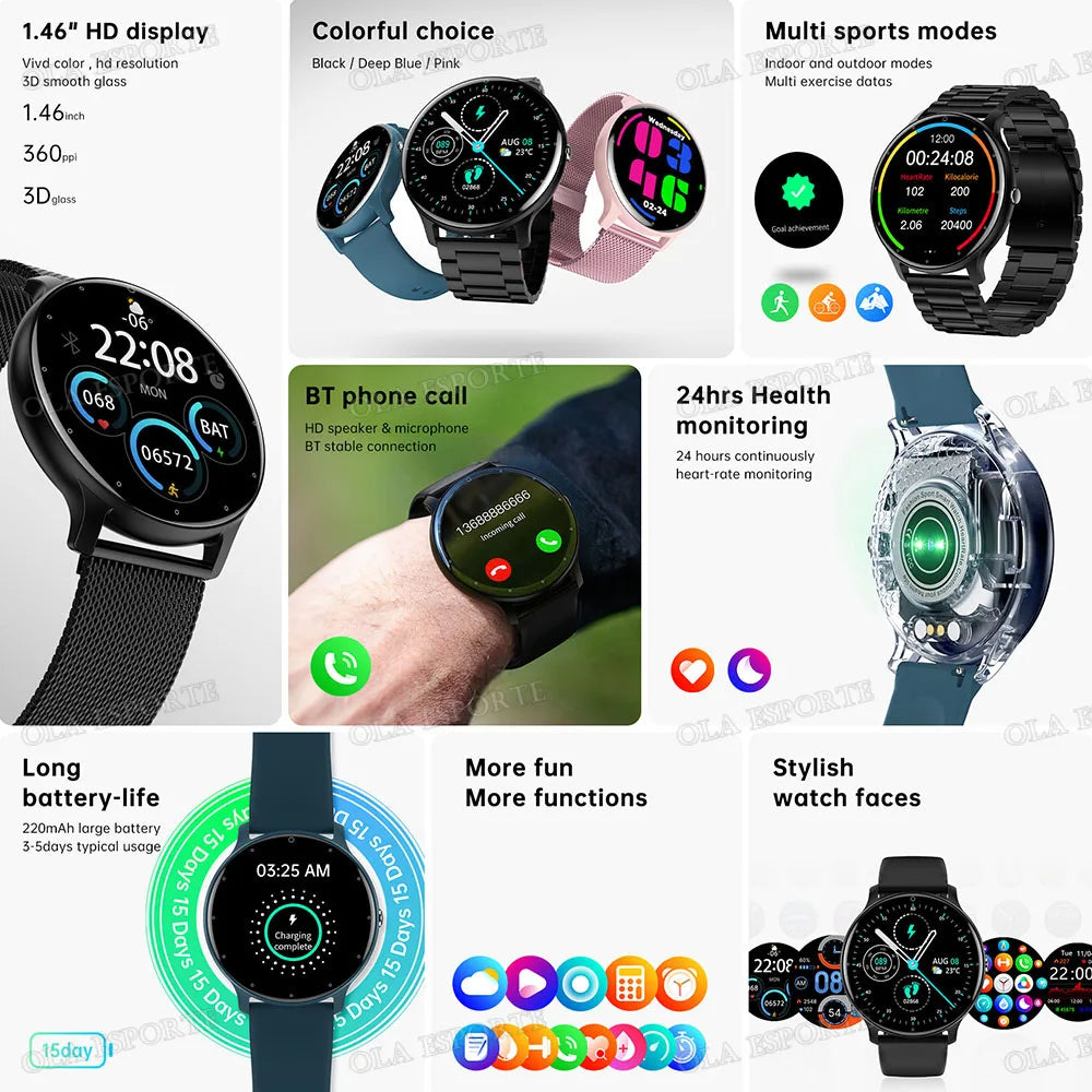 Ola Esporte Smart Watch – Bluetooth Calling, Fitness Tracker, IP67