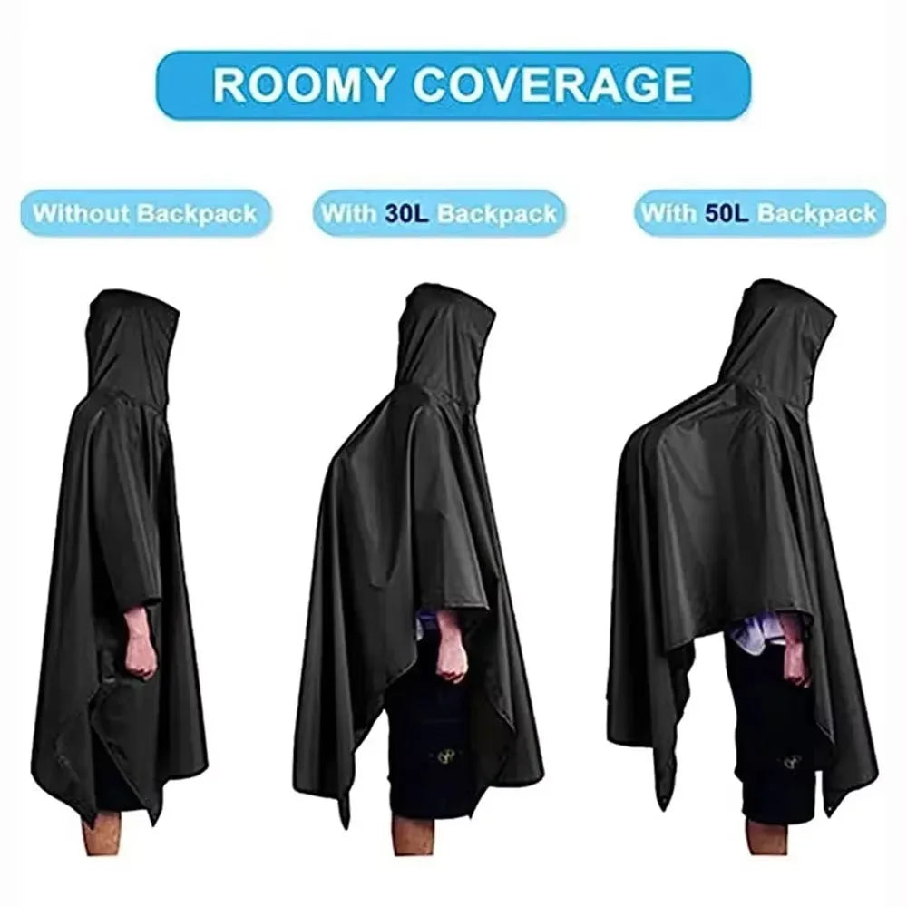 New 3 in 1 Outdoor Raincoat Hooded Sleeve Multifunction Rain Poncho Waterproof Portable Outdoor Rainwear Hiking Travel Peaceful Pleasures Health and Wellness