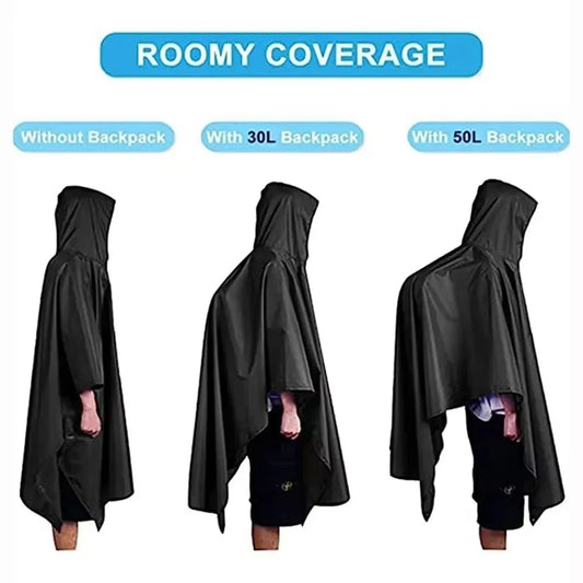New 3 in 1 Outdoor Raincoat Hooded Sleeve Multifunction Rain Poncho Waterproof Portable Outdoor Rainwear Hiking Travel Peaceful Pleasures Health and Wellness