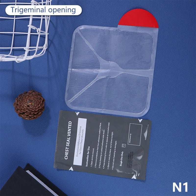 Vented Chest Seal Dressing Trauma First Aid Kit Emergency Rescue Bandage Outdoor Medical Tool Square Wound Care Peaceful Pleasures Health and Wellness style 1