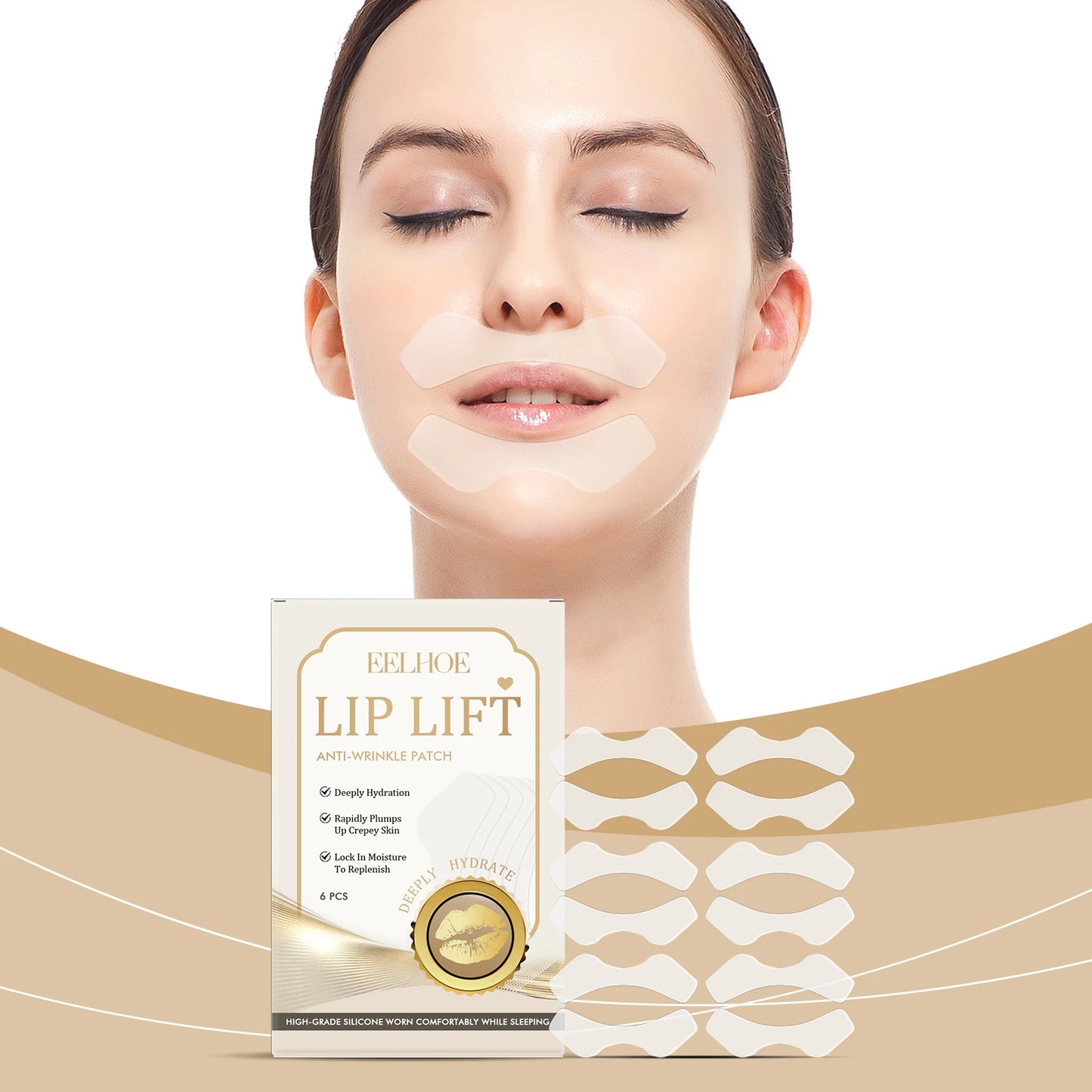 EELHOE Anti-Wrinkle Lip Patches | Hydrating Firming Mask 6pc Anti-Aging Lip Patch Peaceful Pleasures Health and Wellness