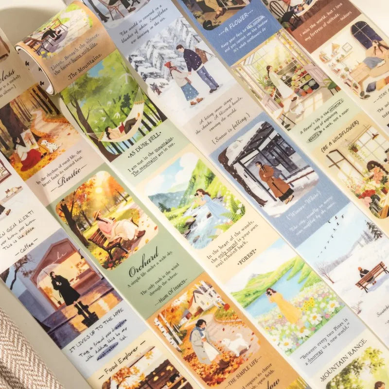 1 Roll Landscape PET Tape Creative DIY Diary Materials Collage Decorative Tape Scrapbook Diary Craft Stationery Peaceful Pleasures Health and Wellness