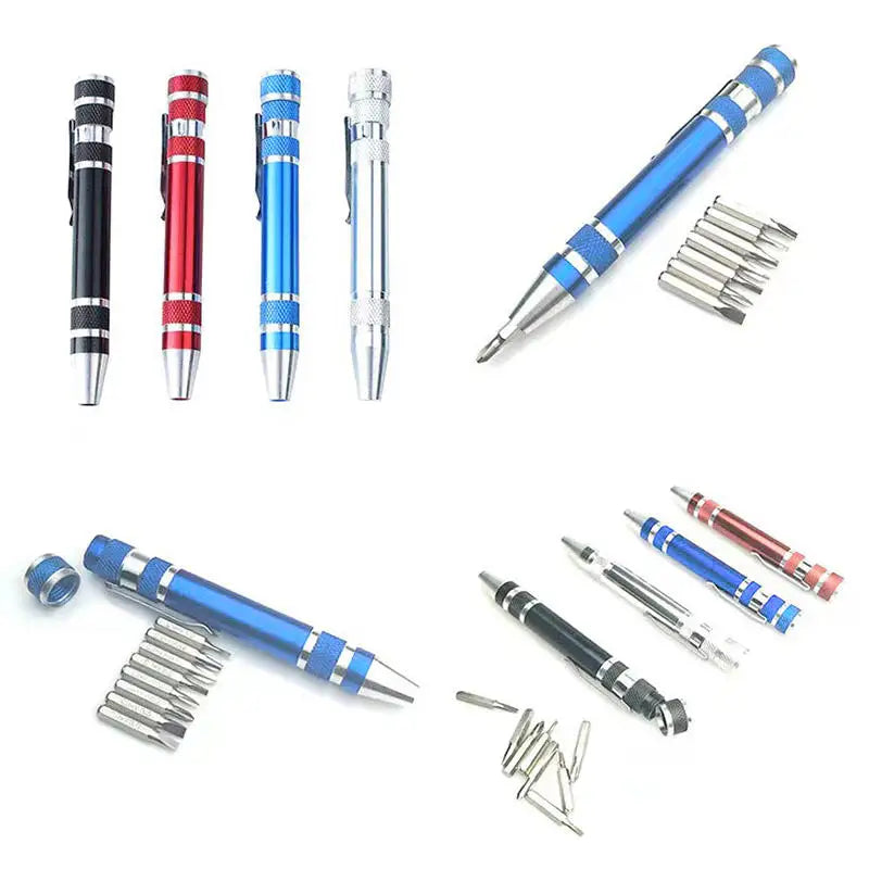 8-in-1 Multifunction Screwdriver Pen Portable All-in-One Repair Tool Kit High Density Bits for Emergency Fix Mini EDC Hand Tool Peaceful Pleasures Health and Wellness