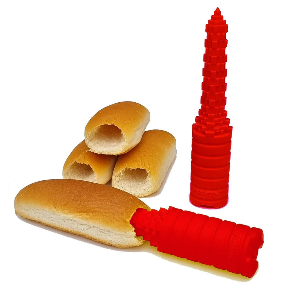 ABS Bread Driller Hot Dog Bun Driller Non Stick Hot Dog Bread Drilling Tool for Kitchen Camping BBQ Party Hot Dog Bread Driller Peaceful Pleasures Health and Wellness Red