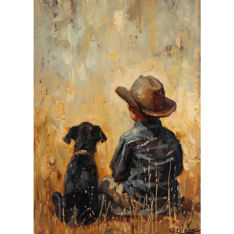 Retro Fishing Boys Canvas Wall Art | Farmhouse & Nursery Decor