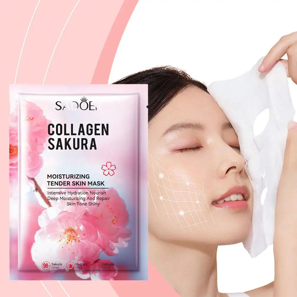 5pcs Sakura Collagen Face Mask - Moisturizing & Firming Peaceful Pleasures Health and Wellness