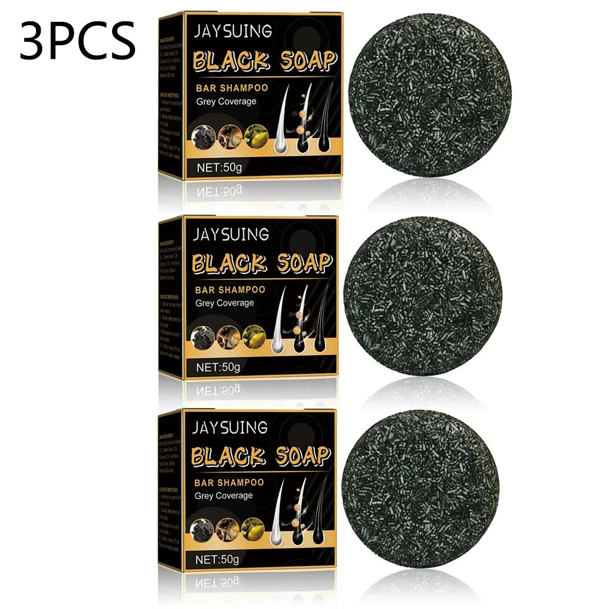 1/3pcs Polygonum Multiflorum Black Hair Soap White Hair Repair Soap Hair Care Nourishing Anti Dandruff Natural Hair Dye Soap Peaceful Pleasures Health and Wellness 3pcs