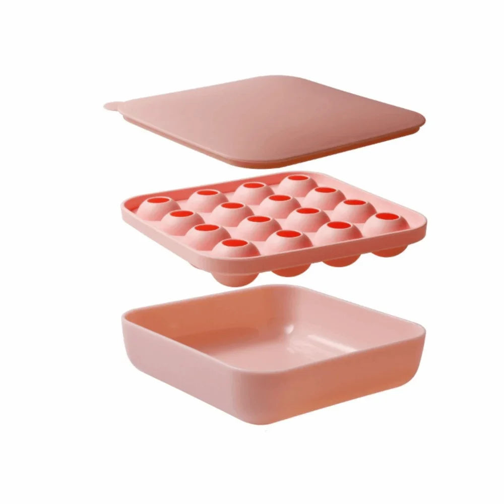 16-Cavity Food-Grade Ice Cube Ball Mold with Lid | Non-Stick