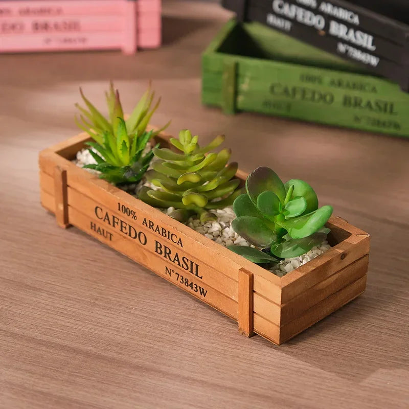 Retro Vintage Wooden Storage Box | Succulent Planter & Organizer
