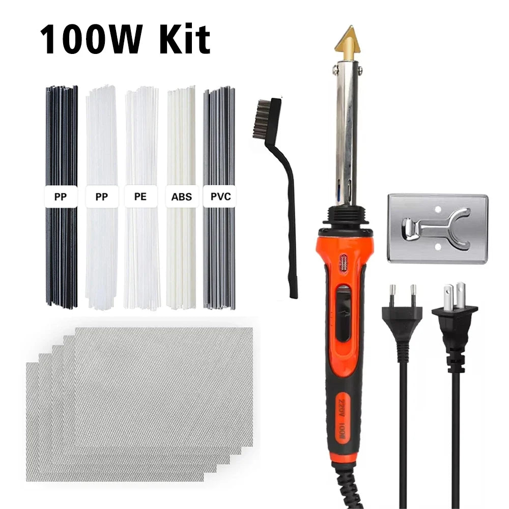 50W/100W Plastic Welding Repair Car Bumper Repair Soldering Iron Kit Temperature Controlled Soldering StationRepair Ironing Tool Peaceful Pleasures Health and Wellness 100W Kit 220V