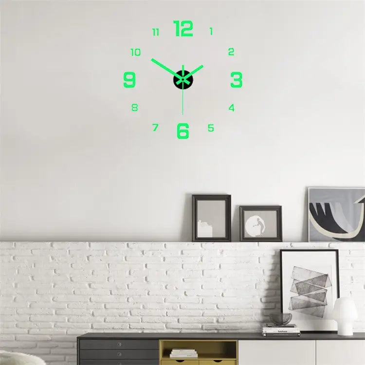EW Creative Simple Luminous Digital Clock European Style DIY Silent Wall Clock Study Living Room Punch-Free Wall Sticker Clock Peaceful Pleasures Health and Wellness